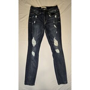 Mudd Flx Stretch Low Rise Skinny Jeans Distressed Size 5 Blue